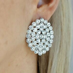 Elegant Silver Crystal Cluster Earrings